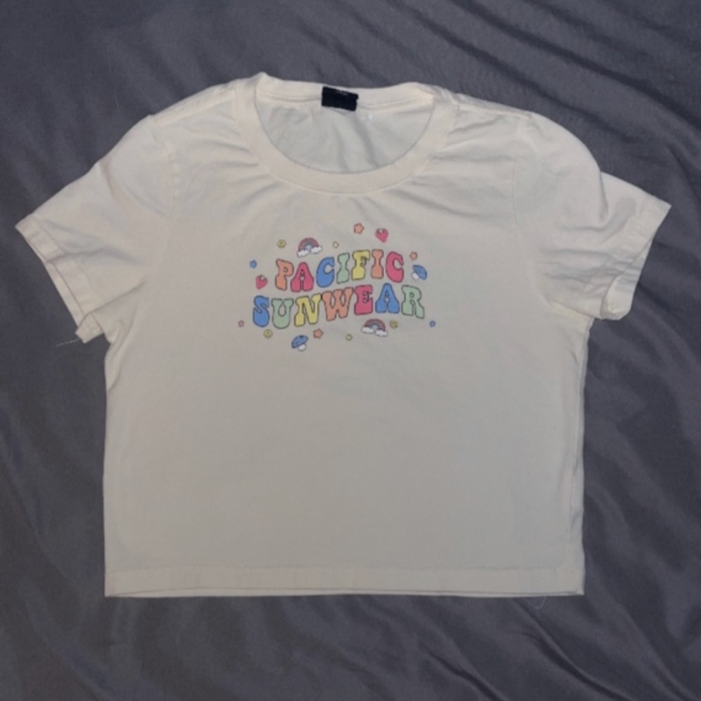PacSun Pacific Sunwear Rainbow Logo Baby Tee